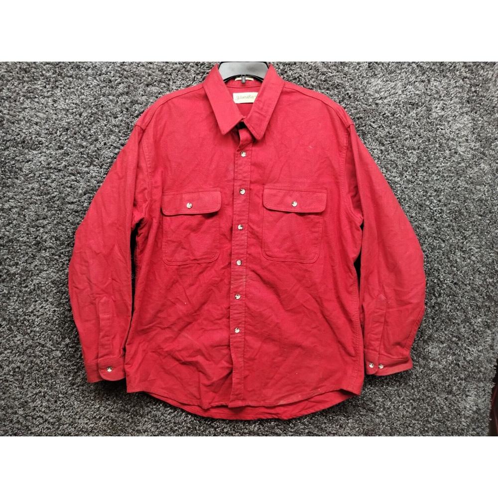 Vintage St Johns Bay Shirt Men XL Red Chamois Cloth 90s Flannel‎ USA Made